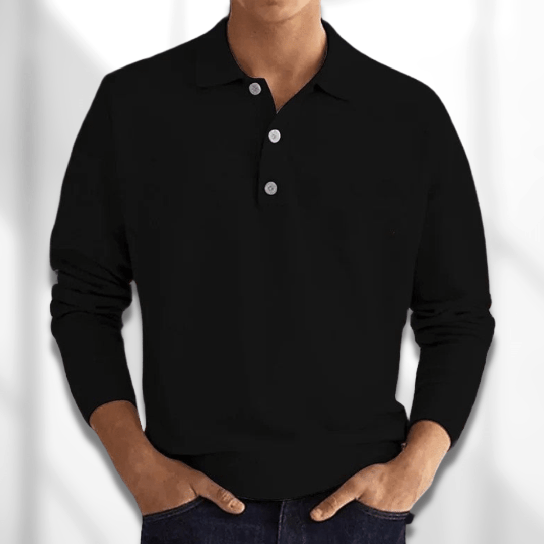 Adam | Classic Comfortable Long Sleeve Polo Shirt for Men 1