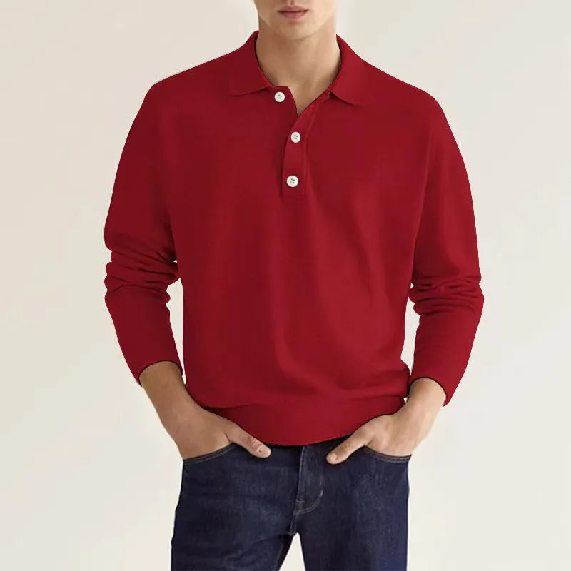 Adam | Classic Comfortable Long Sleeve Polo Shirt for Men 3