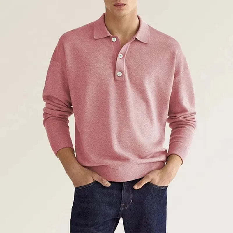 Adam | Classic Comfortable Long Sleeve Polo Shirt for Men 4