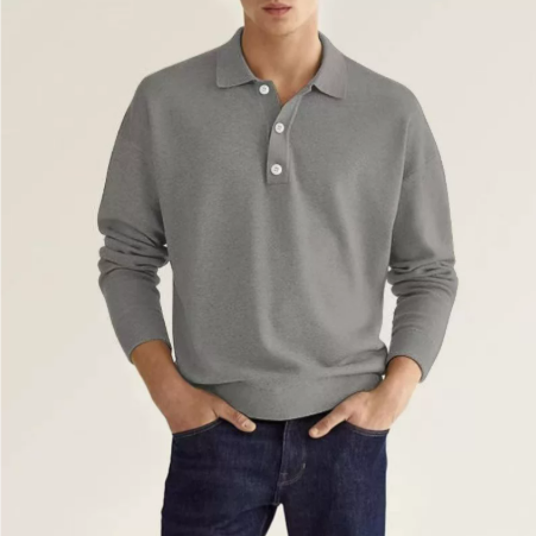 Adam | Classic Comfortable Long Sleeve Polo Shirt for Men 5