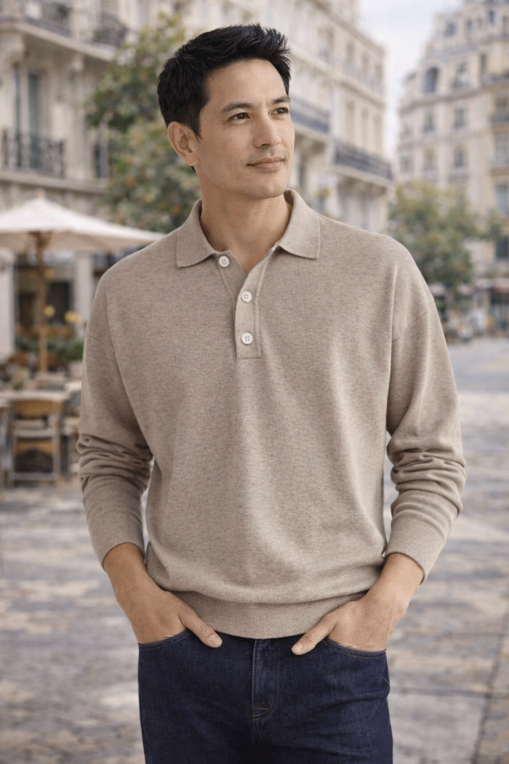 Adam | Classic Comfortable Long Sleeve Polo Shirt for Men