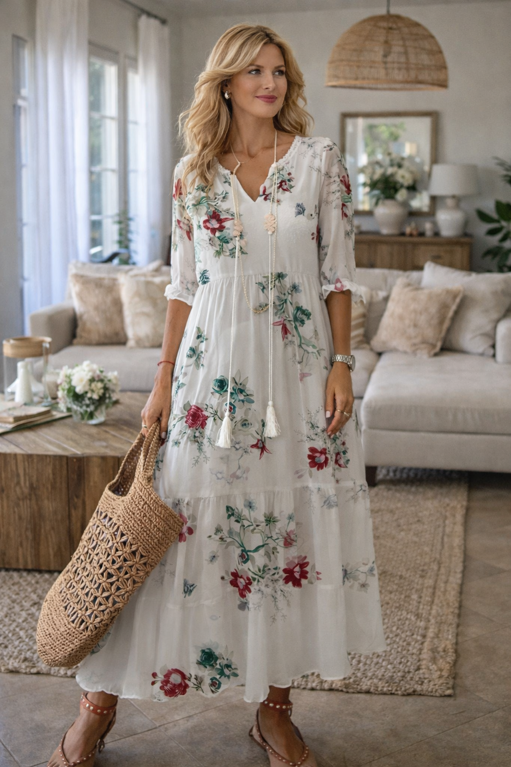Freya | Chic Flowy V-Neck Summer Maxi Dress