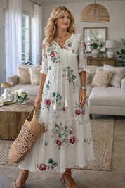 Freya | Chic Flowy V-Neck Summer Maxi Dress