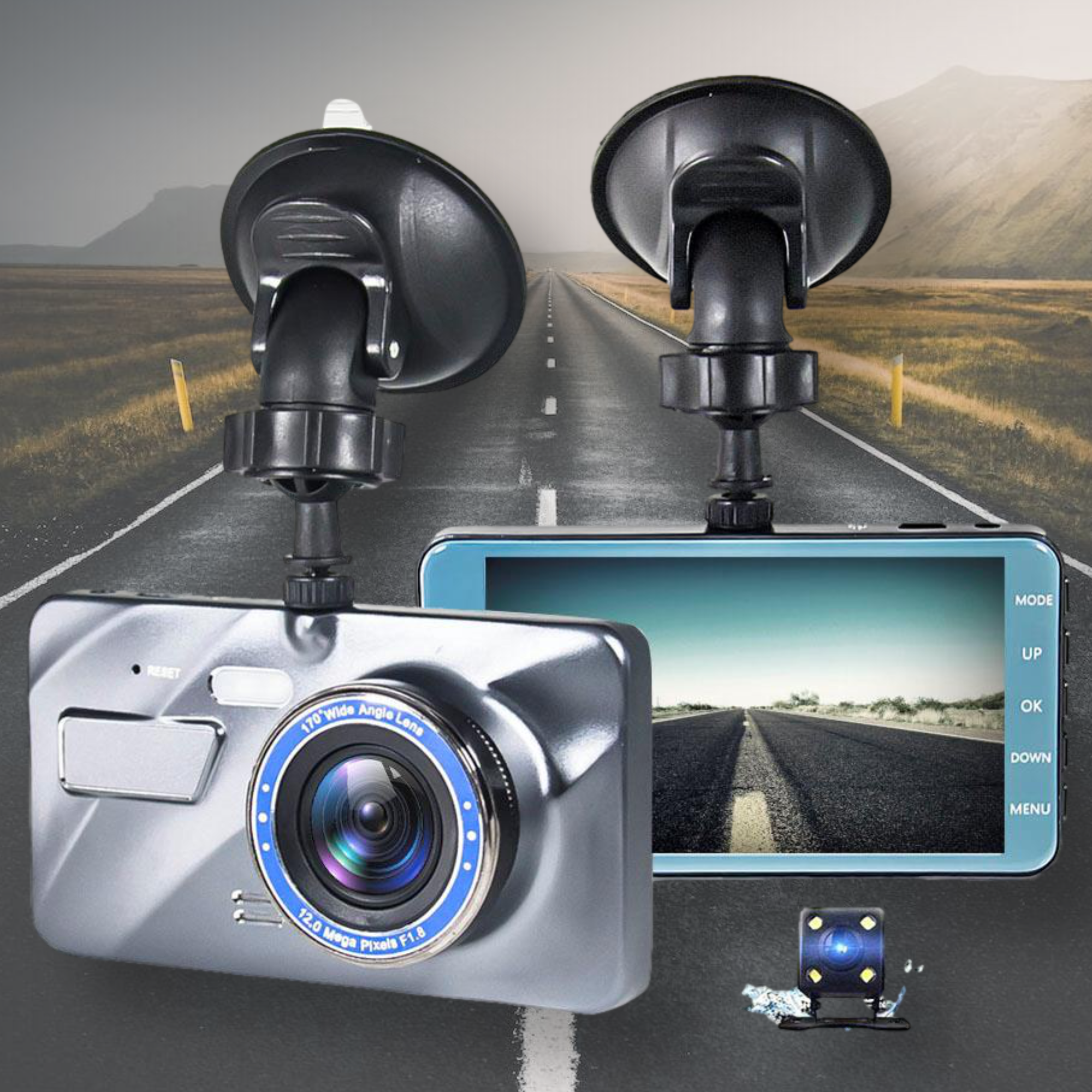 DriveSafe | Dash Cam for Car with Night Vision & 170° Wide Angle | Front and Rear Coverage for Enhanced Safety 0