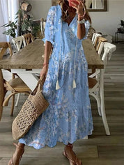 Freya | Chic Flowy V-Neck Summer Maxi Dress 3