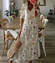 Freya | Chic Flowy V-Neck Summer Maxi Dress 4