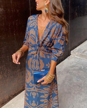 Sophia | Elegant Chic Long Sleeve V-Neck Maxi Dress for Women 0